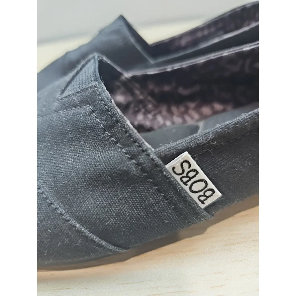Skechers BOBS‎ Slip On Loafer Flats Black Shoes Womens 6 Plush Peace and Love